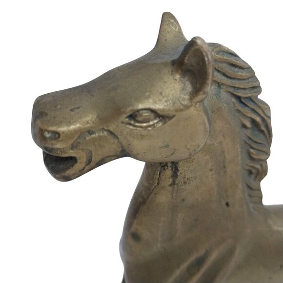 Prancing Brass Horse Figurine 10" Vintage Decorative Statue - Picture 4 of 9